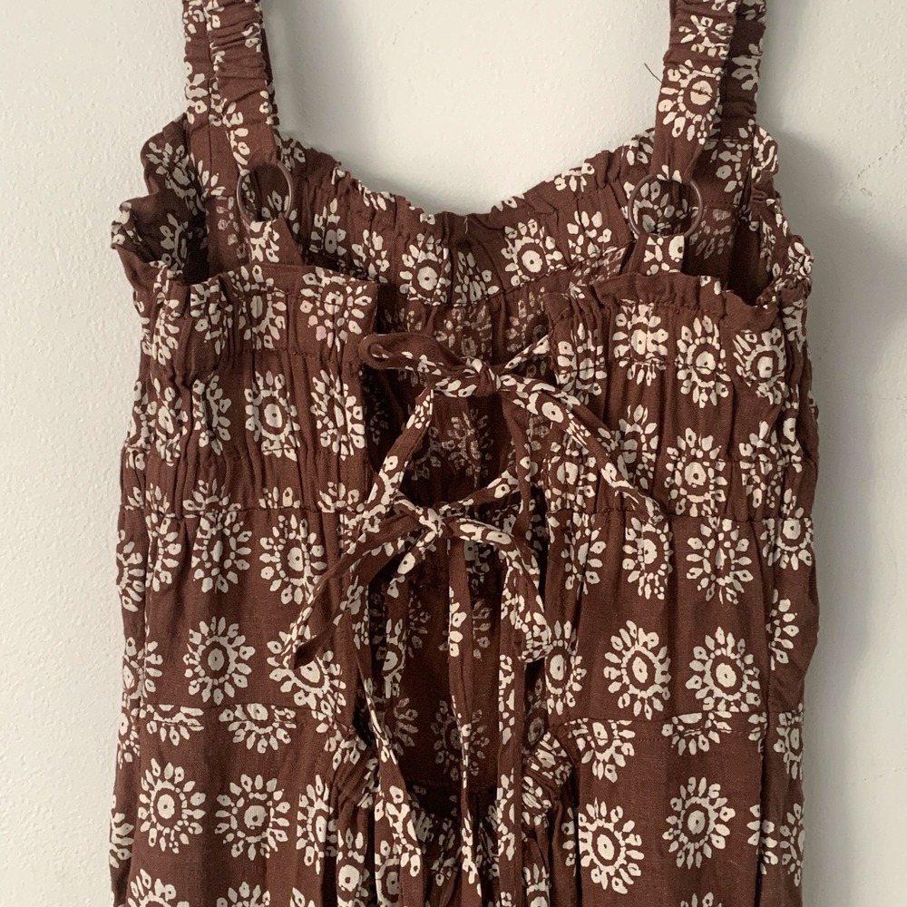 New Urban Outfitters Sleeveless Jumpsuit Small Brown Wide Leg NWT *Small Flaw* - Picture 6 of 16